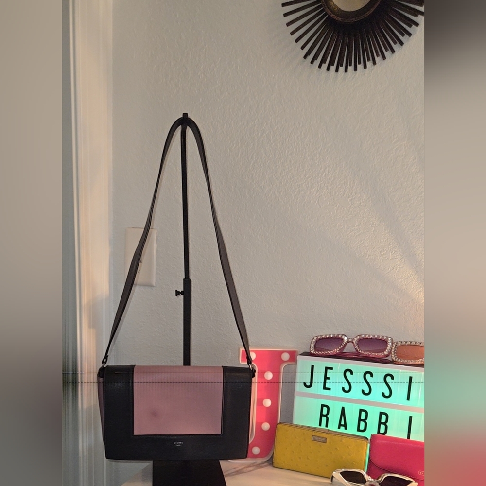 Celine Pink and Gray MEDIUM FRAME Leather Shoulder Bag - Picture 16 of 16